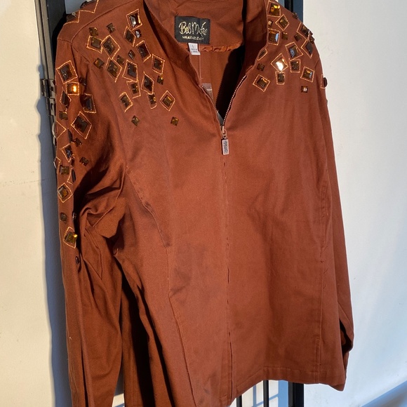 Bob Mackie Canvas and Gemstone Jacket Size L NWT - Picture 8 of 16